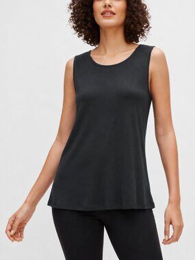 Eileen Fisher Lightweight Viscose Jersey Scoop Neck Sleeveless Top XL Minimalist